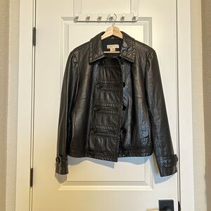 Michael Kors Black Double-Breasted Leather Jacket